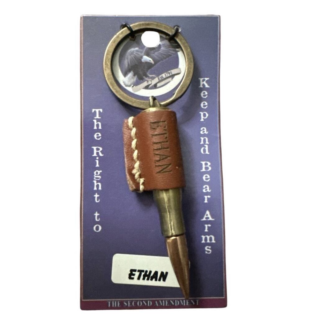 2nd Amendment Faux Rifle Bullet Keychain Name Ethan Montana Artistic Impressions